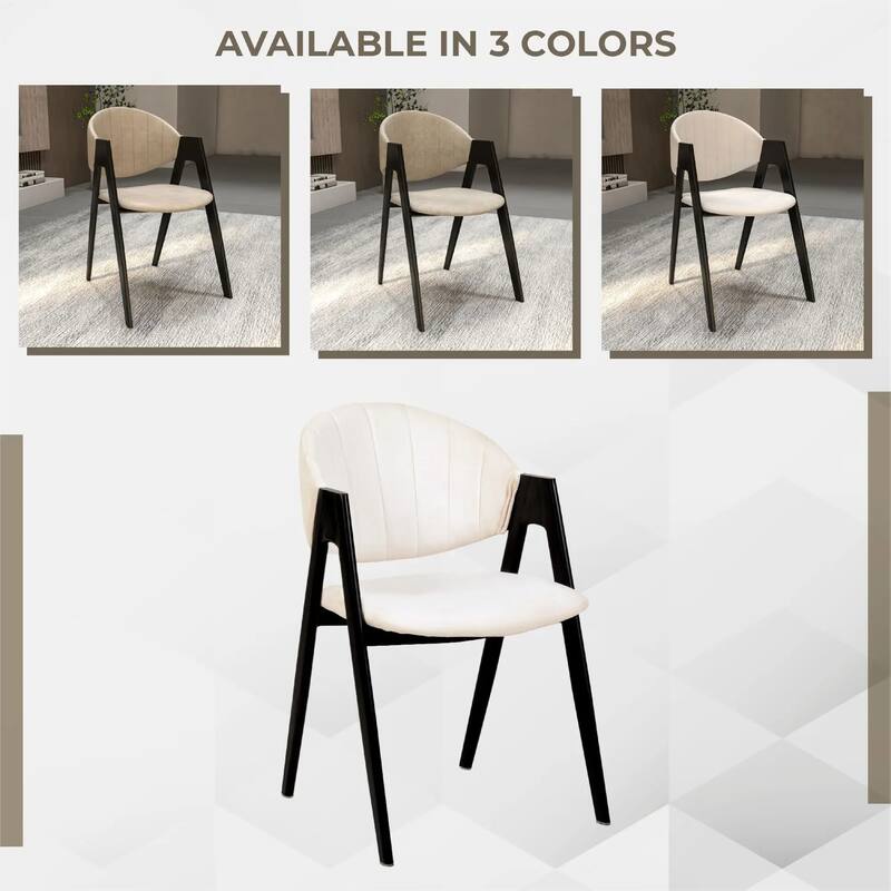 Savor Mid-Century Modern Upholstered Dining Chair with Curved Back and Iron Base for Home & Kitchen Set of 2