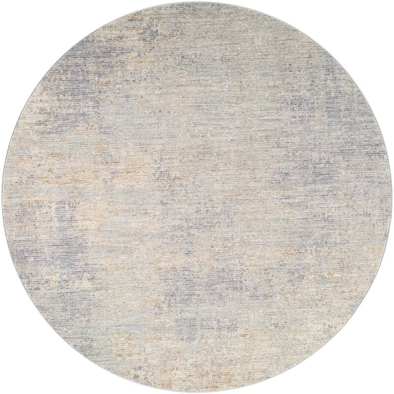 Livabliss Industrial Avant Garde Abstract Area Rug - 5'3" x 5'3" Round - Grey/Brown