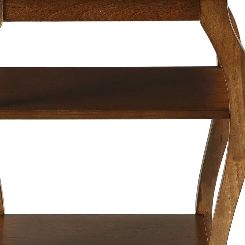 HomeRoots 23" Black Wood Bow Leg End Table With Two Shelves - 20" W x 18" D x 23" H