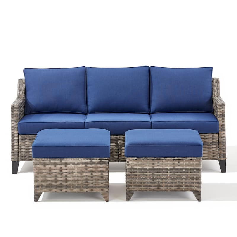 Pocassy Outdoor All-Weather Outdoor Sofa, Swivel Chair, Ottoman Sets
