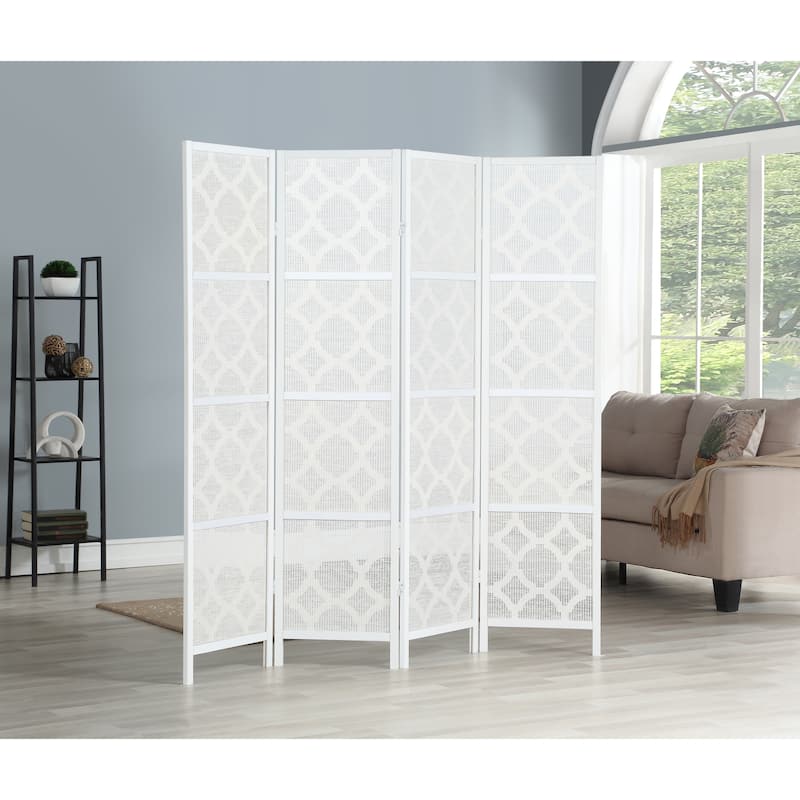 Roundhill Furniture Quatrefoil Infused Diamond Design 4panel Room