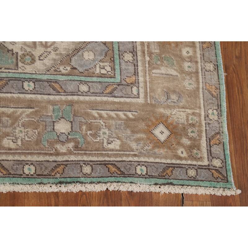 Geometric Blue Tabriz Persian Area Rug Oriental Handmade Wool Carpet - 6'5"x 9'5"
