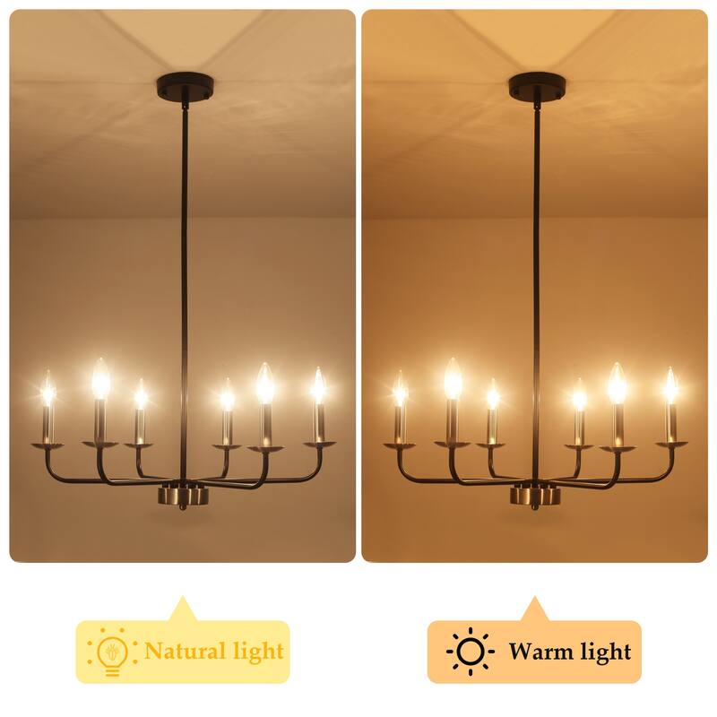 24.01 in. Modern Farmhouse Chandelier , 6-Light French Country Chandelier for Dining Room Living Room Bedroom Kitchen
