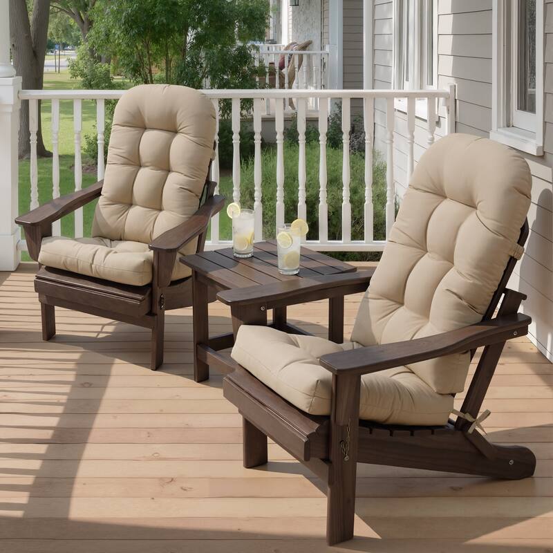 Outdoor Patio Adirondack Chair Cushion Lounge Rocking Chair Cushions Thickened Patio Chair Pad - See picture - 2-Piece Set, Beige