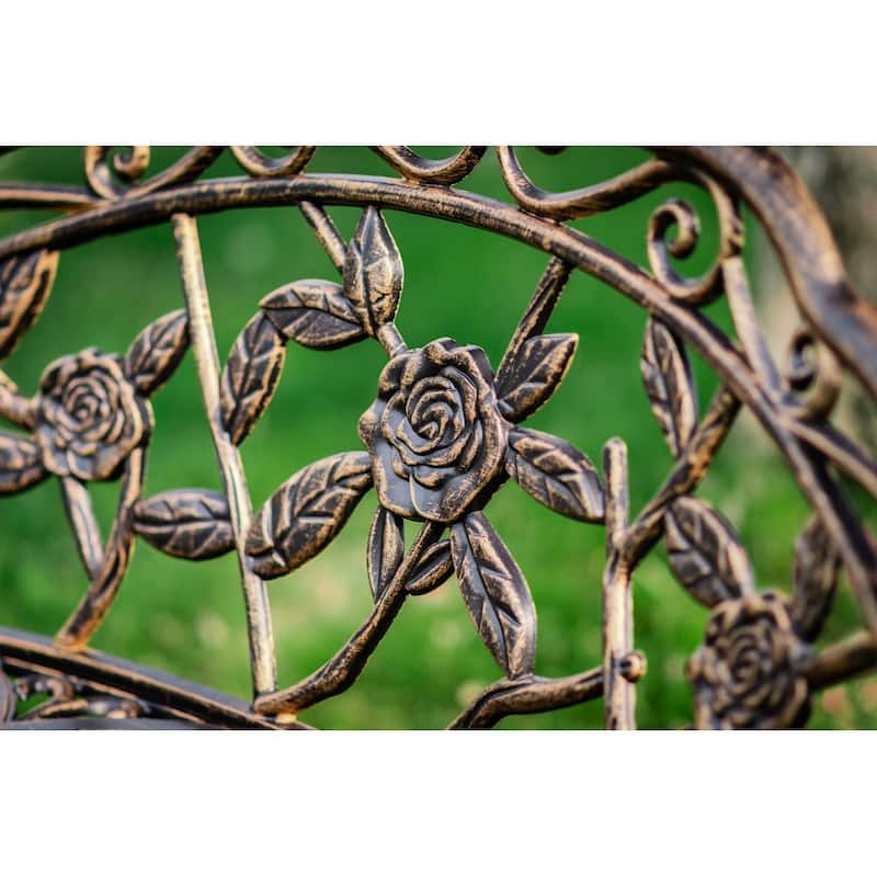 Bronze Metal Rose Garden Bench