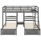preview thumbnail 8 of 10, Elegant Full over Twin & Twin Triple Bunk Bed with 3 Drawers, Gray