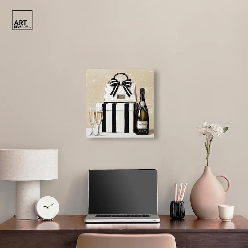 Black and White Striped Glam Canvas by Art Remedy, Gallery Wrapped