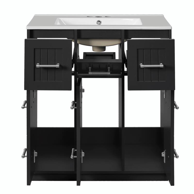 30-inch Bathroom Vanity with Undermount Sink, Soft-Close Doors & Tip-Out Drawer
