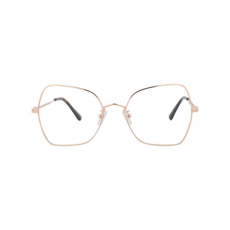 McQ Alexander McQueen Square-Frame Metal Optical Frames, Transparent Lens, Shiny Rose Gold Frame