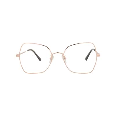 McQ Alexander McQueen Square-Frame Metal Optical Frames, Transparent Lens, Shiny Rose Gold Frame