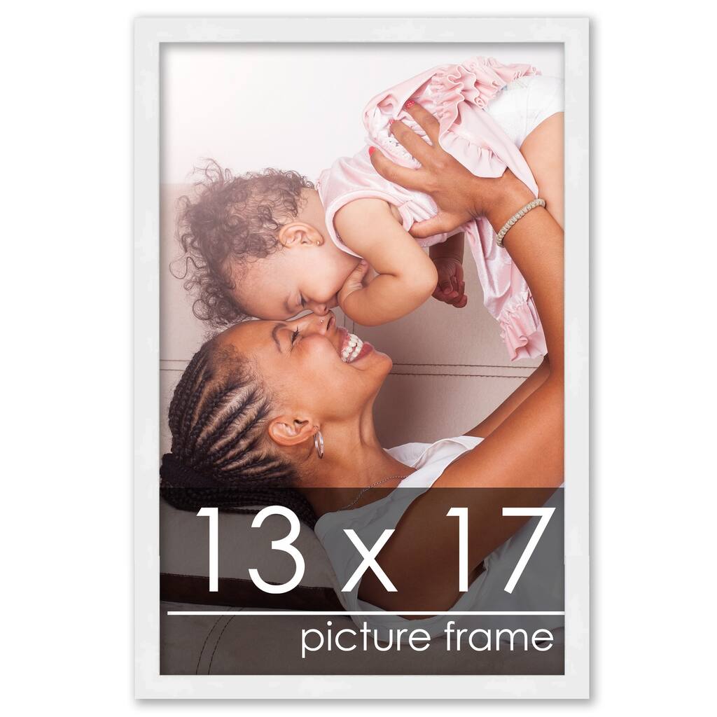 13x17 White Wood Picture Frame - UV Acrylic, Foam Board Backing, Hanging Hardware