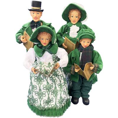15 inches To 18 inches Irish Knot Carolers, Set of 4 - green