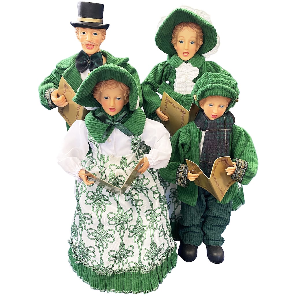 15 inches To 18 inches Irish Knot Carolers, Set of 4 - green