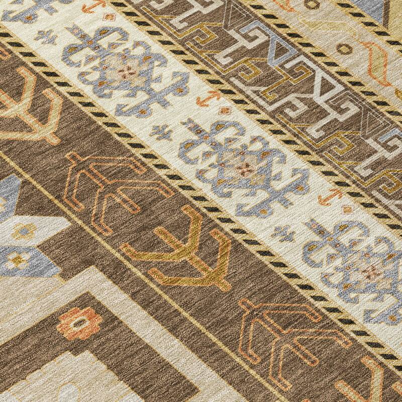 Machine Washable Indoor/ Outdoor Boho Tribal Chantille Rug