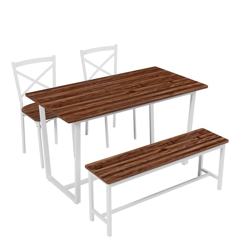 Four-Piece Set Table And Chair With Backrest, Industrial Style, Solid Structure