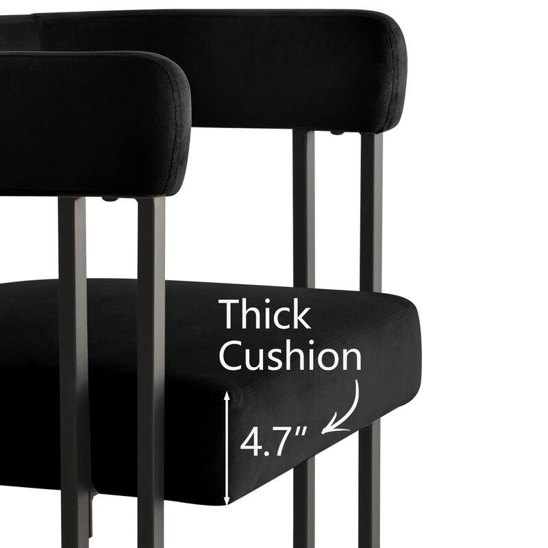 Modern Velvet Upholstered Dining Armchairs with Black Metal Legs (Set of 2/4/6)