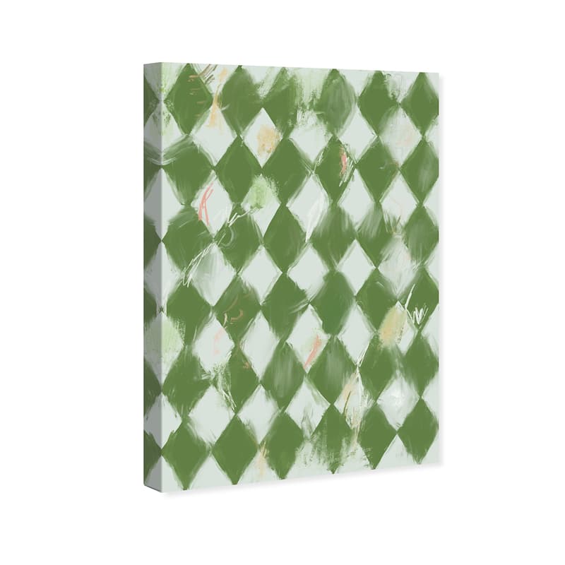 Wynwood Studio Canvas Abstract Harlequin Tartan Green and Dark Green Modern & Contemporary Wall Art Canvas Print