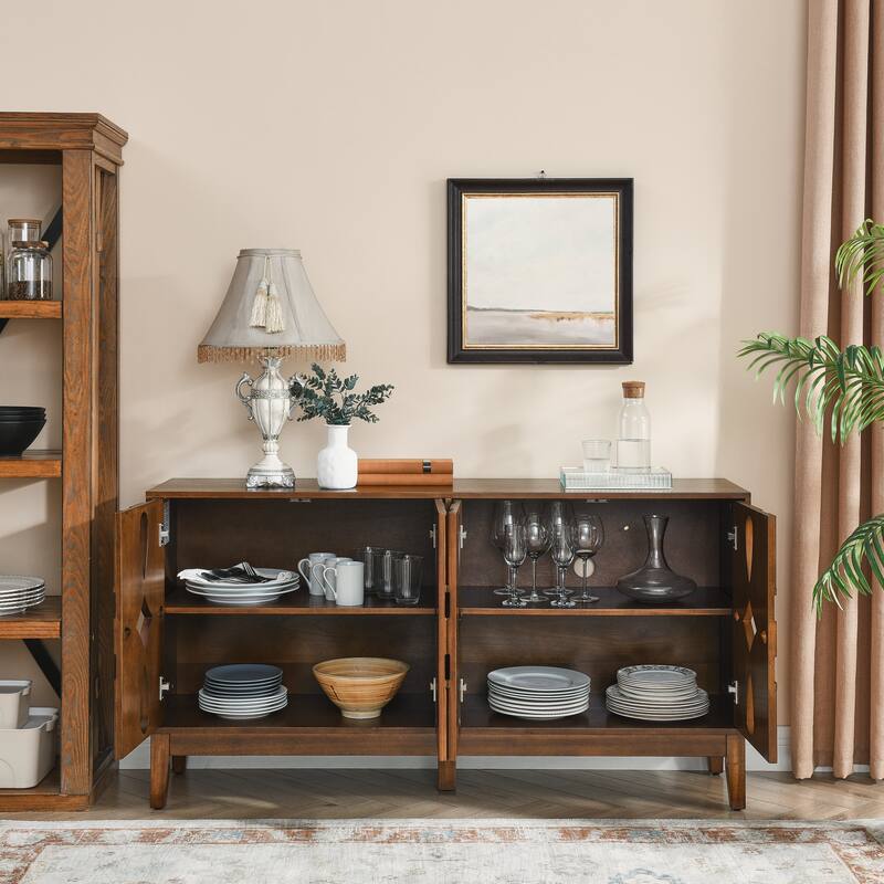 Hollow-carved Sideboard Buffet Storage Cabinet TV Media Console Table