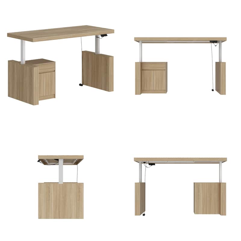 70.9"W Dining Table White Adjustable Workstation Desk Modern Office Desk Height Adjustable Standing Desk Kitchen Island