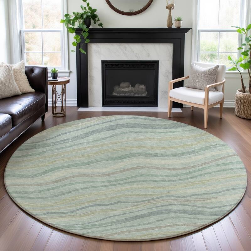 Premium Washable Super Soft Casual Stripes Mayfield Rug - Sage - 8' x 8'