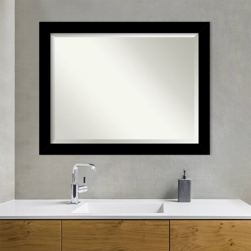 Basic Beveled Wood Framed Bathroom Vanity Wall Mirror