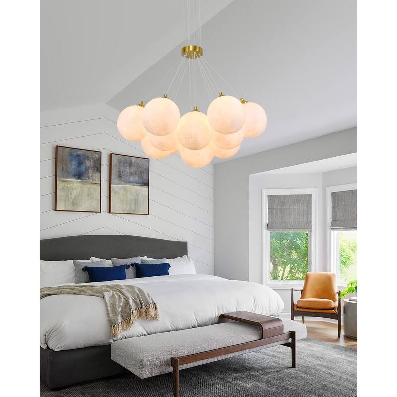 13 - Light Dimmable Globe Chandelier - Brushed Gold