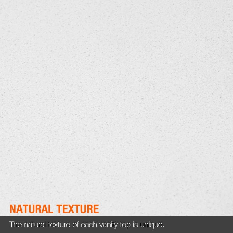 Prismglow White 60 inch Quartz Bathroom Vanity Top