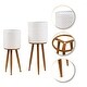preview thumbnail 8 of 11, Distressed White Cachepot Planters with Bronze Metal Stands (Set of 2)