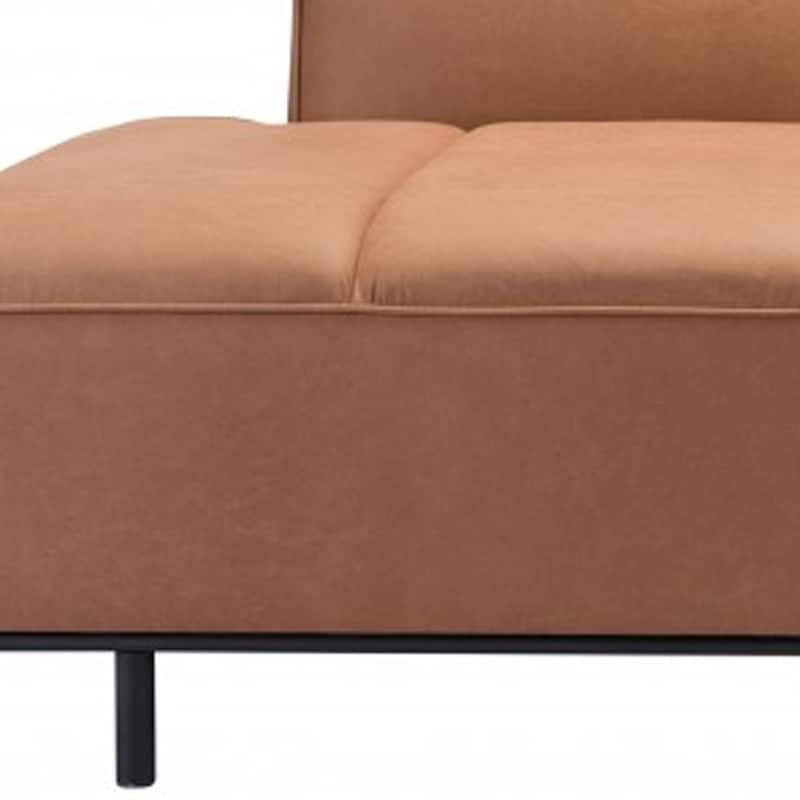 HomeRoots 79" Brown Faux Leather Sofa With Black Legs