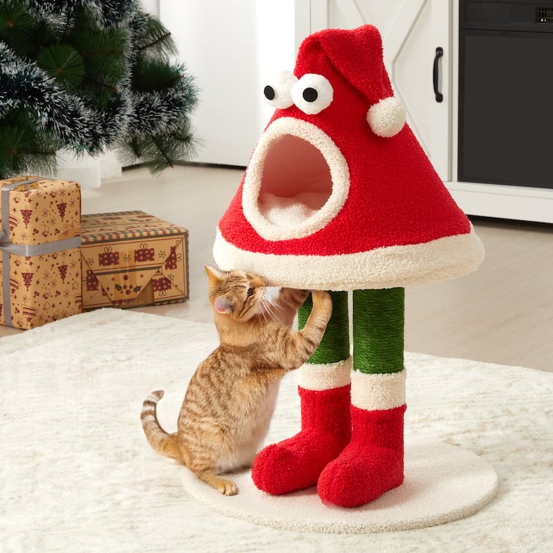 Christmas Cat Tree Tower for Indoor Cats - Red