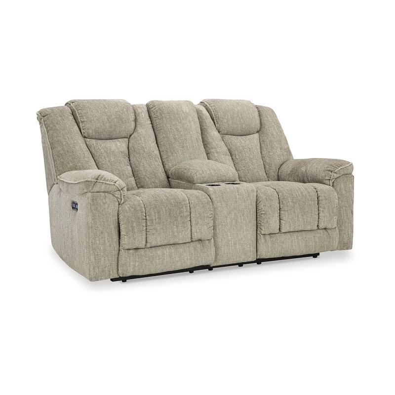 Signature Design by Ashley Hindmarsh Stone Power Reclining Loveseat with Console - 76" W x 44" D x 42" H