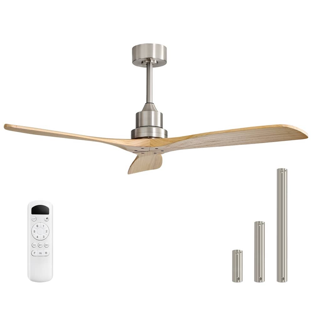Sofucor 52 Inch Ceiling Fan without Light Solid Wood,with Remote,Smart Optional-Alexa/Google Assistant/APP/Remote Control