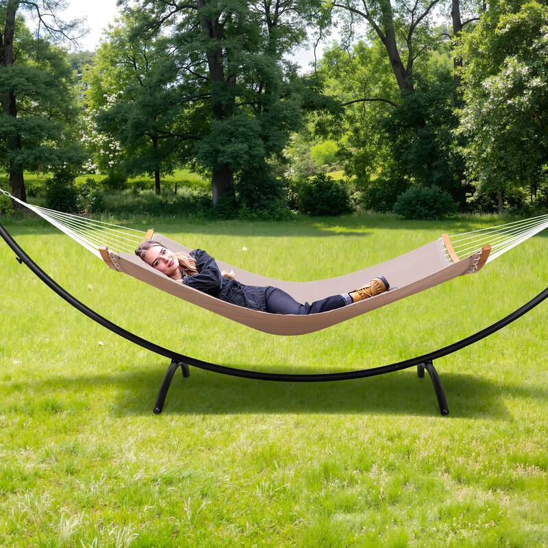 Portable Freestanding Hammock with Curved Stand for Outside