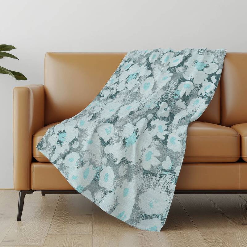 Premium Machine Washable Modern Floral Sherpa Throw Blanket