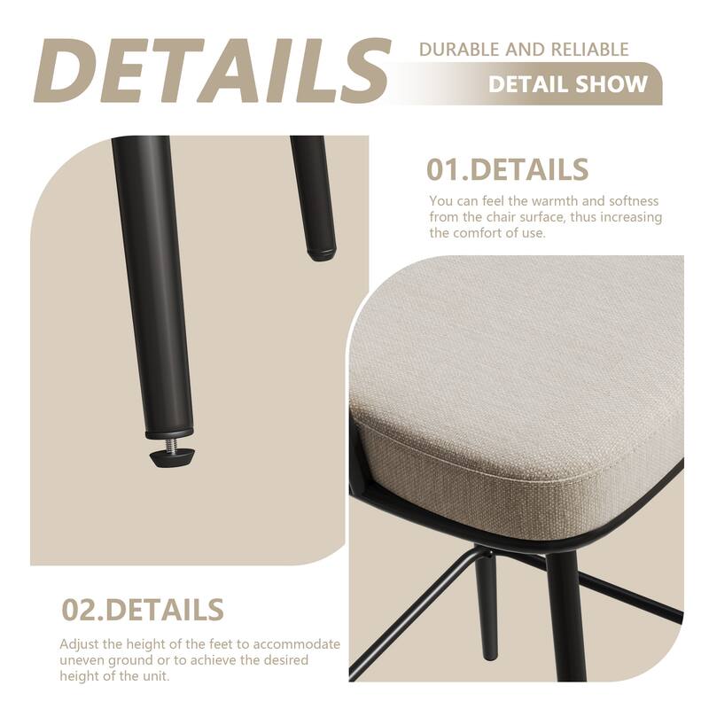 Swivel Bar Stools Set of 2, Upholstered Kitchen Island Chair with Woven Back, Counter Height Chair with Footrest