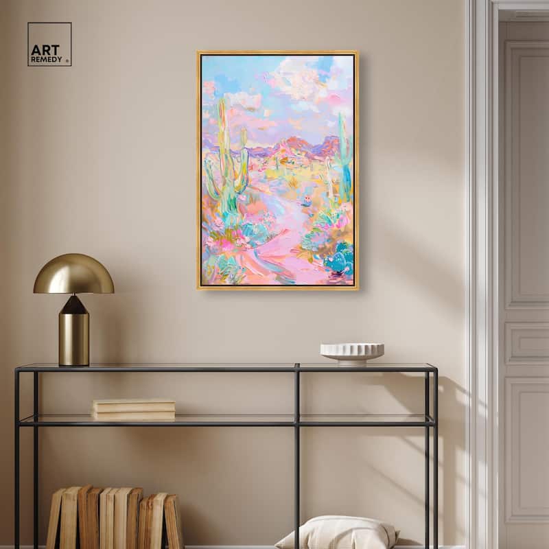 Pink and Teal Landscape Canvas by Art Remedy