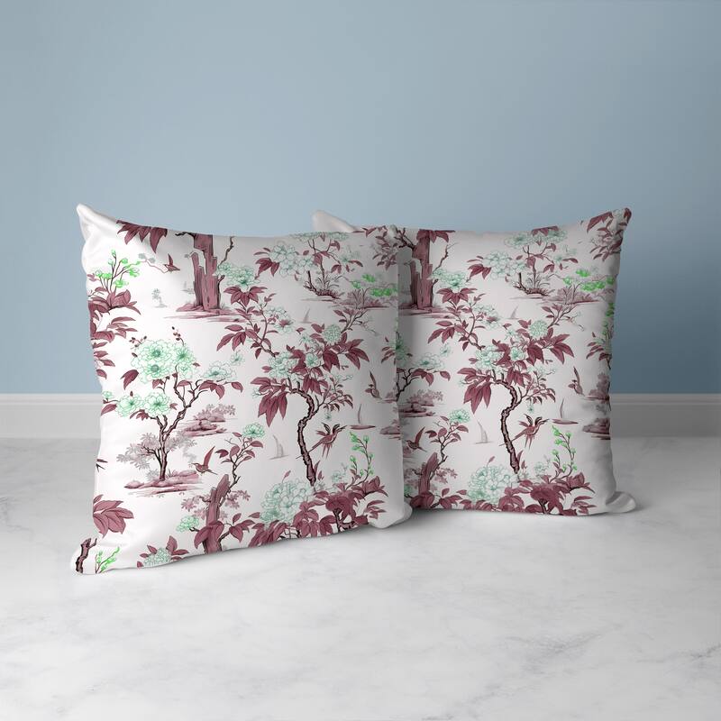 Open Air Orchid Faux Suede Reversible Throw Pillow Green and Lavender