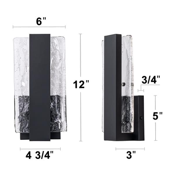 C Cattleya Matte Black LED Indoor Wall Sconce Vanity Light with Water Glass
