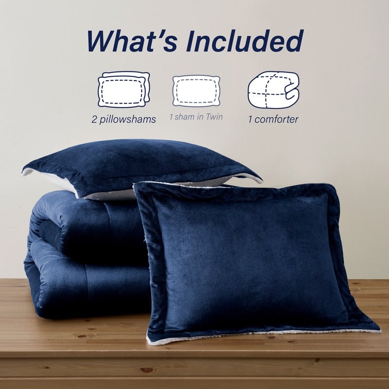 Swift Home Reversible Micromink and Sherpa Down Alternative Bedding Comforter Set