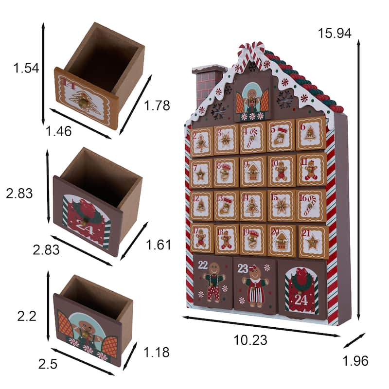 Gingerbread House Countdown Calendar - 24 Days of Christmas Surprises - Brown