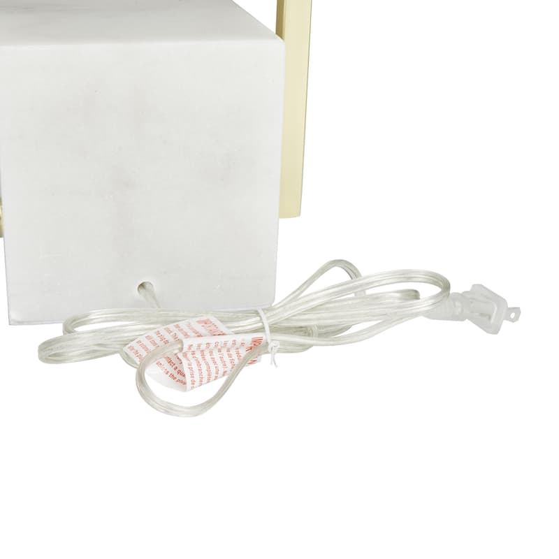 Marble Geometric Room Table Lamp with Square Shade - Gold or Silver - CosmoLiving by Cosmopolitan