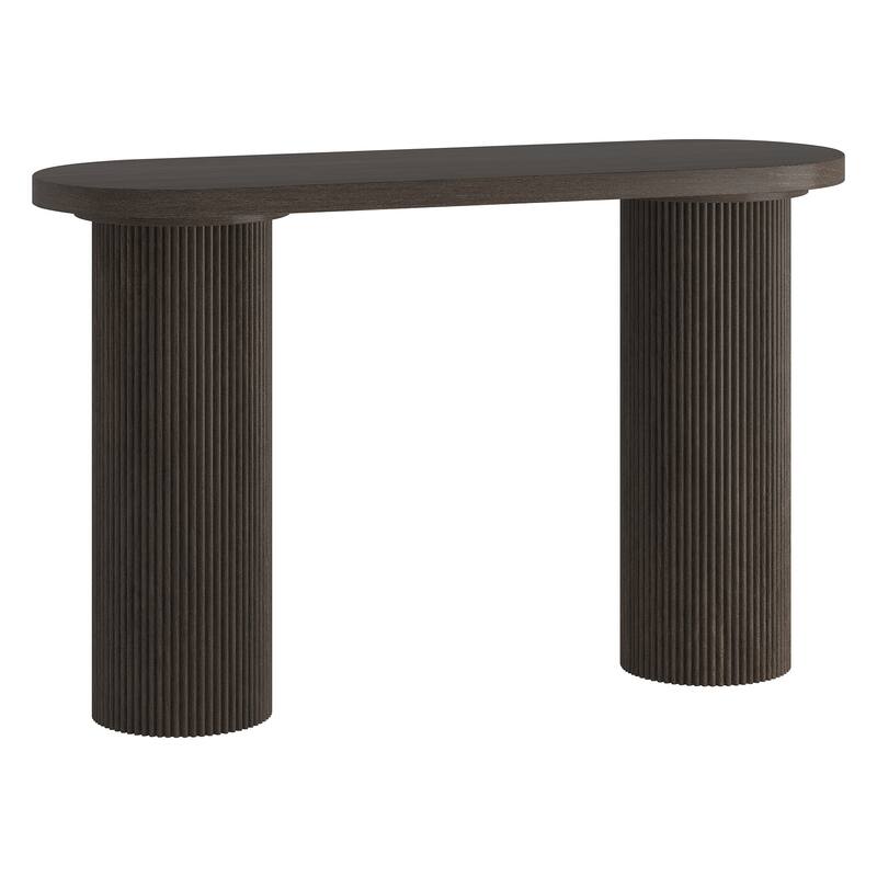 Isa 55" Wide Oval Fluted Console Table - 55" Wide - Brown Oak