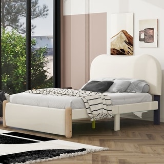 Kids Soft Anti-collision Bed Berber Fleece Bed Wood Bed Frame