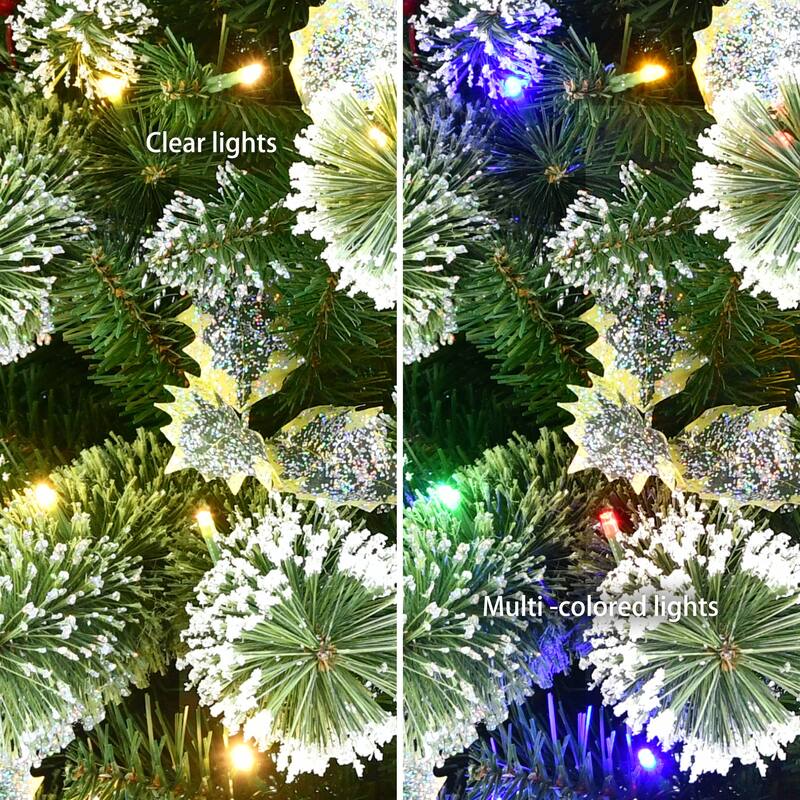 Puleo International 7.5 ft. Pre-Lit Slim Snowy Silverton Pine Artificial Christmas Tree