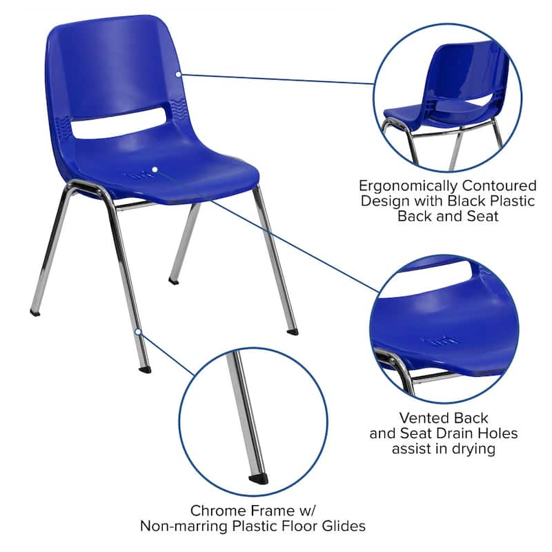 5 Pack 661 lb. Capacity Ergonomic Shell Stack Chair