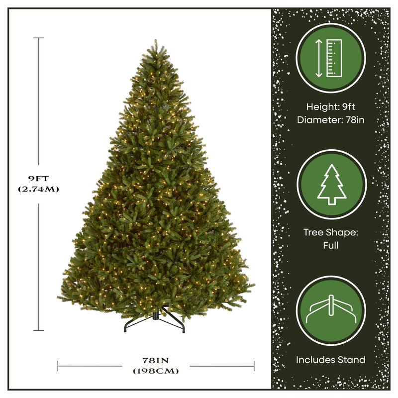 National Tree Company 9 ft. Feel Real Jersey Fraser Medium Fir Hinged Tree, 1500 Clear Lights - 9 Foot