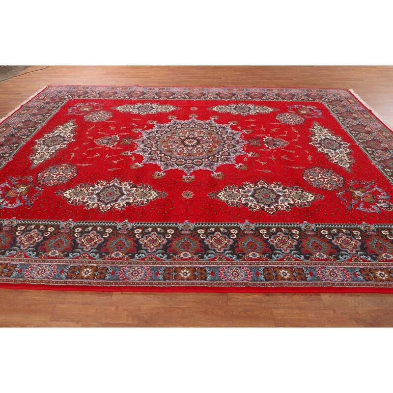 Red Kashan Turkish Area Rug Machine Made Carpet - 9'6" x 12'9"