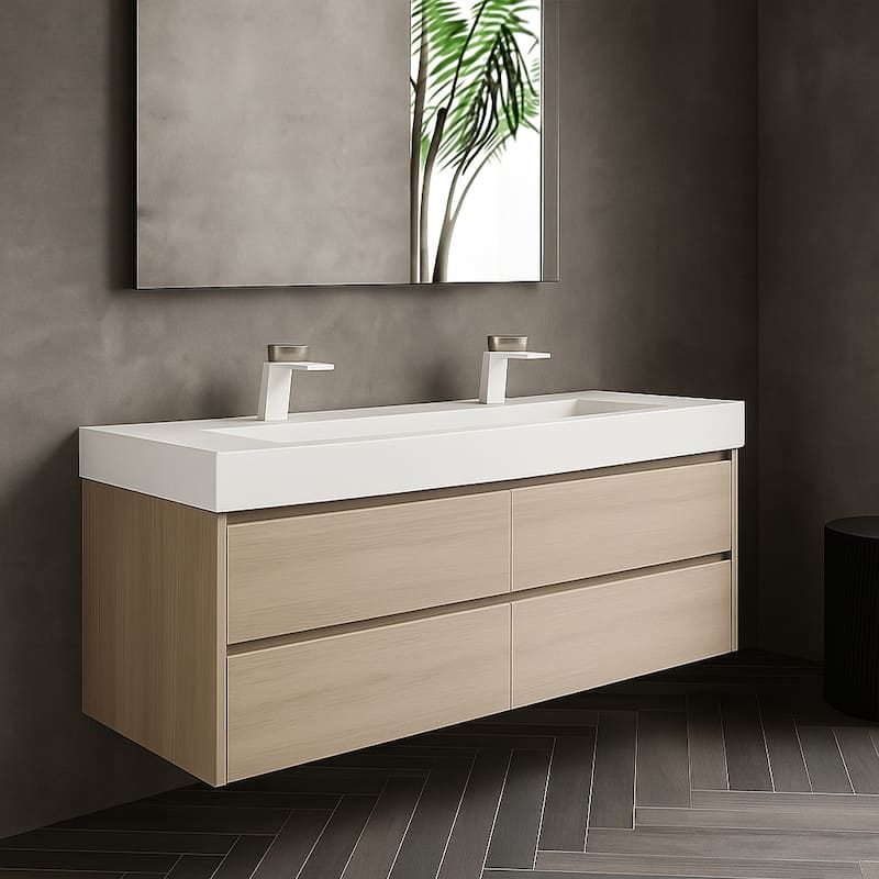 Pyramid 60-Inch Solid Surface Bathroom Vanity Top - 60"