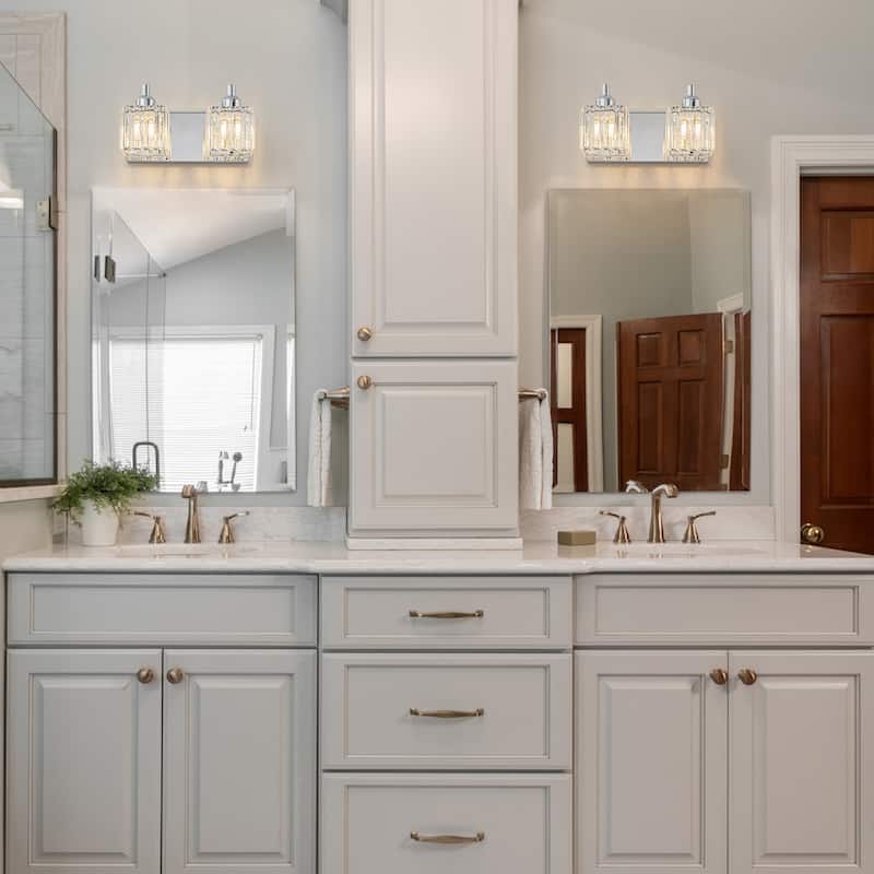Dimmable Square Bathroom Crystal Vanity Light Wall Sconces