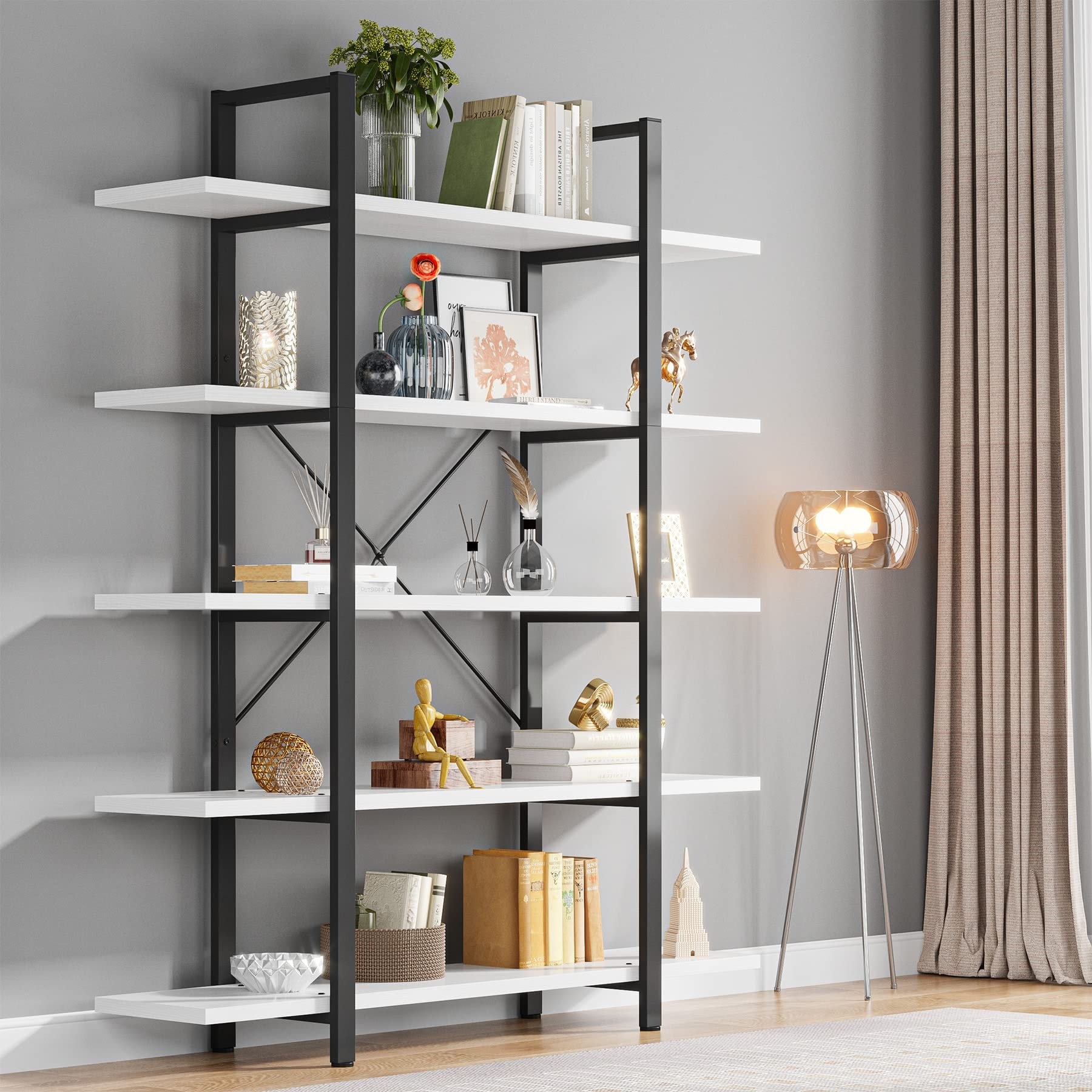 5 tier on sale industrial bookshelf